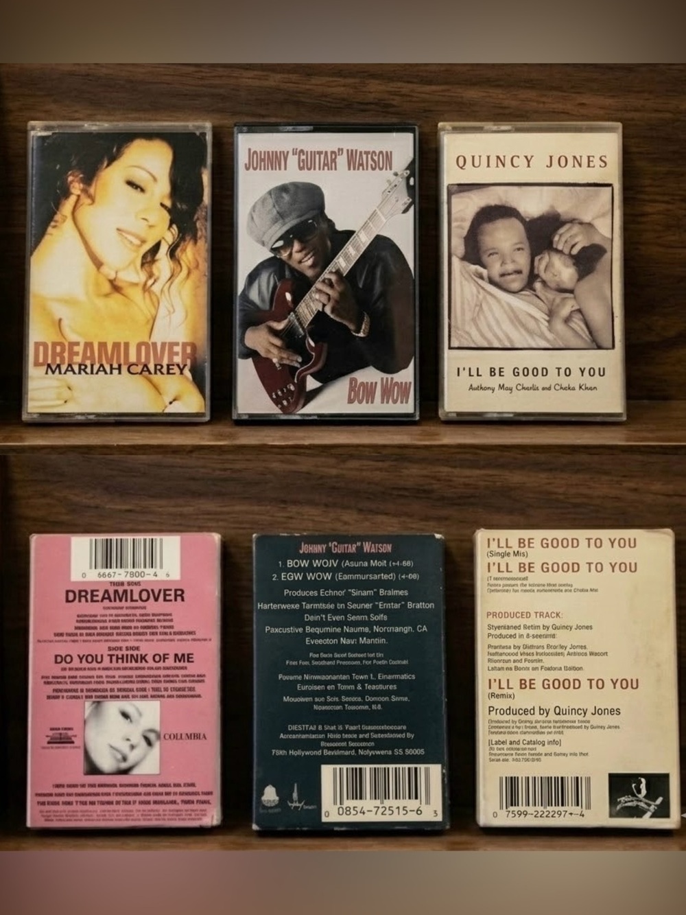 Vintage 90s Cassette Singles Lot Mariah Carey Johnny Guitar Watson Quincy Jones